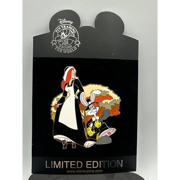 Rare Mint Disney Pin Jumbo Jessica Roger Rabbit Thanksgiving LE 500 Pilgrims